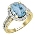 thumbnail image 1 of Dazzlingrock Collection 10X8mm Oval Aquamarine & Round White Diamond Halo Style Engagement Ring for Women (0.40 ctw, Color I-J, Clarity I1-I2) in 18K Yellow Gold, Size 9.5, 1 of 1