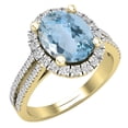 thumbnail image 1 of Dazzlingrock Collection 10X8mm Oval Aquamarine & Round White Diamond Halo Style Engagement Ring for Women (0.40 ctw, Color I-J, Clarity I2-I3) in 10K Yellow Gold, Size 5, 1 of 1