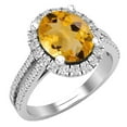 thumbnail image 1 of Dazzlingrock Collection 10X8mm Oval Citrine & Round White Diamond Halo Style Engagement Ring for Women (0.40 ctw, Color I-J, Clarity I2-I3) in 10K White Gold, Size 8.5, 1 of 5