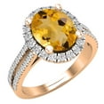 thumbnail image 1 of Dazzlingrock Collection 10X8mm Oval Citrine & Round White Diamond Halo Style Engagement Ring for Women (0.40 ctw, Color I-J, Clarity I2-I3) in 10K Rose Gold, Size 8, 1 of 5