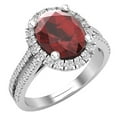 thumbnail image 1 of Dazzlingrock Collection 10X8mm Oval Garnet & Round White Diamond Halo Style Engagement Ring for Women (0.40 ctw, Color I-J, Clarity I1-I2) in 14K White Gold, Size 8.5, 1 of 6