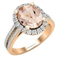 thumbnail image 1 of Dazzlingrock Collection 10X8mm Oval Morganite & Round White Diamond Halo Style Engagement Ring for Women (0.40 ctw, Color I-J, Clarity I1-I2) in 14K Rose Gold, Size 6.5, 1 of 5