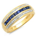 thumbnail image 1 of Dazzlingrock Collection 10k Princess Cut Blue Sapphire & Round White Diamond Ladies Anniversary Band, Yellow Gold, Size 9, 1 of 1