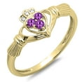 thumbnail image 1 of Dazzlingrock Collection 10k Round Amethyst & White Diamond Bridal Love And Friendship Promise Ring, Yellow Gold, Size 7, 1 of 1