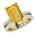thumbnail image 1 of Dazzlingrock Collection 10x7mm Emerald Cut Citrine & 1.19 Ctw Round White Diamond Eternity Wedding Ring Set for Ladies in 18K Yellow Gold, Size 5, 1 of 1