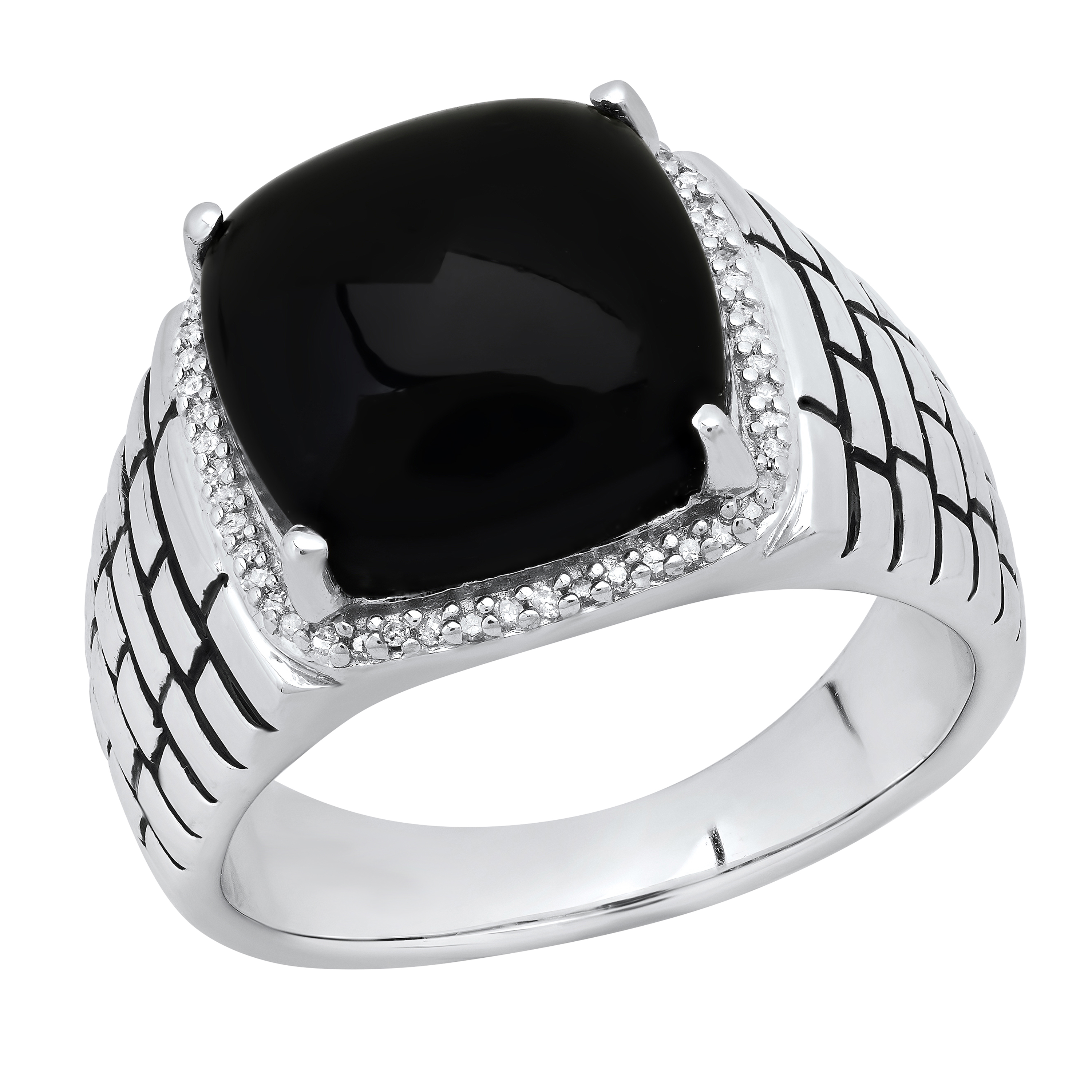 Dazzlingrock Collection Men's Sterling Silver Wedding Band With 0.12 Carat Round Diamonds, Size 11.5