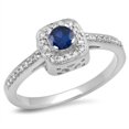 thumbnail image 1 of Dazzlingrock Collection 14K 3.9 MM Round Blue Sapphire & White Diamond Ladies Halo Engagement Ring, White Gold, Size 10, 1 of 1