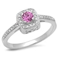 thumbnail image 1 of Dazzlingrock Collection 14K 3.9 MM Round Pink Sapphire & White Diamond Ladies Halo Engagement Ring, White Gold, Size 10, 1 of 1