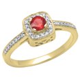 thumbnail image 1 of Dazzlingrock Collection 14K 3.9 MM Round Ruby & White Diamond Ladies Halo Engagement Ring, Yellow Gold, Size 6.5, 1 of 1