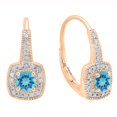 thumbnail image 1 of Dazzlingrock Collection 14K 4 MM Round Blue Topaz & White Diamond Ladies Halo Style Dangling Earrings, Rose Gold, 1 of 1