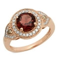 thumbnail image 1 of Dazzlingrock Collection 14K 7.5 MM Round Garnet,Champagne & White Diamond Halo Bridal Engagement Ring, Rose Gold, Size 6, 1 of 8
