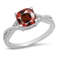 thumbnail image 1 of Dazzlingrock Collection 14K 7 MM Cushion Garnet & Round Diamond Ladies Swirl Engagement Ring, White Gold, Size 6, 1 of 1