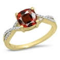 thumbnail image 1 of Dazzlingrock Collection 14K 7 MM Cushion Garnet & Round Diamond Ladies Swirl Engagement Ring, Yellow Gold, Size 5, 1 of 1