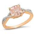 thumbnail image 1 of Dazzlingrock Collection 14K 7 MM Cushion Morganite & Round Diamond Ladies Swirl Engagement Ring, Rose Gold, Size 7.5, 1 of 1