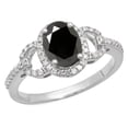 thumbnail image 1 of Dazzlingrock Collection 14K 8X6 MM Each Oval Black Sapphire & Round Diamond Ladies Halo Engagement Ring, White Gold, Size 9, 1 of 1