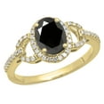 thumbnail image 1 of Dazzlingrock Collection 14K 8X6 MM Each Oval Black Sapphire & Round Diamond Ladies Halo Engagement Ring, Yellow Gold, Size 4.5, 1 of 1