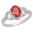 thumbnail image 1 of Dazzlingrock Collection 14K 8X6 MM Each Oval Ruby & Round Diamond Ladies Halo Engagement Ring, White Gold, Size 6, 1 of 1