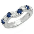 thumbnail image 1 of Dazzlingrock Collection 14K Alternate White Diamond & Blue Sapphire Anniversary Wedding Matching Band, White Gold, Size 6, 1 of 1