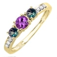 thumbnail image 1 of Dazzlingrock Collection 14K Amethyst, Alexandrite & White Diamond Three Stone Engagement Ring 1/2 CT, Yellow Gold, Size 4.5, 1 of 1
