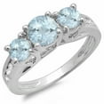 thumbnail image 1 of Dazzlingrock Collection 14K Aquamarine & Diamond 3 Stone Engagement Bridal Ring, White Gold, Size 5.5, 1 of 1