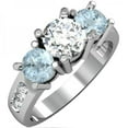 thumbnail image 1 of Dazzlingrock Collection 14K Aquamarine & Diamond 3 Stone Engagement Bridal Ring, White Gold, Size 9, 1 of 1