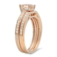 thumbnail image 1 of Dazzlingrock Collection 14K Asscher Morganite & Round White Diamond Ladies Bridal Engagement Ring Set, Rose Gold, Size 8.5, 1 of 3