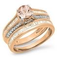 thumbnail image 1 of Dazzlingrock Collection 14K & Baguette Cut Morganite & White Diamond Vintage Bridal Engagement Ring Set, Rose Gold, Size 9.5, 1 of 1