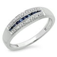 thumbnail image 1 of Dazzlingrock Collection 14K Blue Sapphire & White Diamond Anniversary Wedding Band Stackable Ring, White Gold, Size 7, 1 of 1