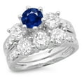 thumbnail image 1 of Dazzlingrock Collection 14K Blue Sapphire & White Diamond Bridal 3 Stone Engagement Ring Set, White Gold, Size 4, 1 of 1