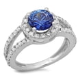 thumbnail image 1 of Dazzlingrock Collection 14K Blue Sapphire & White Diamond Bridal Split Shank Halo Style Engagement Ring, White Gold, Size 8.5, 1 of 1