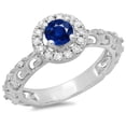 thumbnail image 1 of Dazzlingrock Collection 14K Blue Sapphire & White Diamond Bridal Vintage Halo Style Engagement Ring, White Gold, Size 6.5, 1 of 1