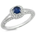 thumbnail image 1 of Dazzlingrock Collection 14K Blue Sapphire & White Diamond Ladies Bridal Split Shank Halo Engagement Ring, White Gold, Size 6, 1 of 1