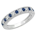 thumbnail image 1 of Dazzlingrock Collection 14K Blue Sapphire & White Diamond Ladies Millgrain Wedding Stackable Band, White Gold, Size 9, 1 of 1