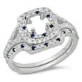 thumbnail image 1 of Dazzlingrock Collection 14K Blue Sapphire & White Diamond Ladies Semi Mount Engagement Ring Set 3/4 CT, White Gold, Size 5, 1 of 1