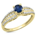 thumbnail image 1 of Dazzlingrock Collection 14K Blue Sapphire & White Diamond Ladies Solitaire Accents Bridal Engagement Ring, Yellow Gold, Size 6, 1 of 1