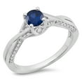 thumbnail image 1 of Dazzlingrock Collection 14K Blue Sapphire & White Diamond Solitaire Bridal Twisted Swirl Engagement Ring, White Gold, Size 4, 1 of 1