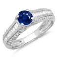 thumbnail image 1 of Dazzlingrock Collection 14K Blue Sapphire & White Diamond Solitaire With Accents Engagement Ring, White Gold, Size 6.5, 1 of 1
