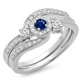 thumbnail image 1 of Dazzlingrock Collection 14K Blue Sapphire & White Diamond Twisted Swirl Bridal Halo Engagement Ring Set, White Gold, Size 7.5, 1 of 1