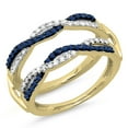 thumbnail image 1 of Dazzlingrock Collection 14K Blue Sapphire & White Diamond Wedding Band Guard Double Band 1/2 CT, Yellow Gold, Size 8.5, 1 of 1
