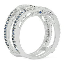 Dazzlingrock Collection 14K Blue Sapphire & White Diamond Wedding Guard Ring, White Gold, Size 7
