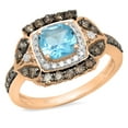 thumbnail image 1 of Dazzlingrock Collection 14K Blue Topaz & Champagne & White Diamond Halo Style Bridal Engagement Ring, Rose Gold, Size 4.5, 1 of 1