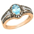 thumbnail image 1 of Dazzlingrock Collection 14K Blue Topaz, Champagne & White Diamond Halo Style Bridal Engagement Ring, Rose Gold, Size 8.5, 1 of 1
