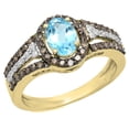 thumbnail image 1 of Dazzlingrock Collection 14K Blue Topaz, Champagne & White Diamond Halo Style Bridal Engagement Ring, Yellow Gold, Size 9.5, 1 of 1