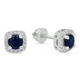 thumbnail image 1 of Dazzlingrock Collection 14K Each 4 MM Round Blue Sapphire & White Diamond Ladies Halo Stud Earrings, White Gold, 1 of 1