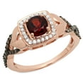thumbnail image 1 of Dazzlingrock Collection 14K Garnet, Champagne & White Diamond Swirl Halo Style Bridal Engagement Ring, Rose Gold, Size 4, 1 of 6