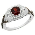 thumbnail image 1 of Dazzlingrock Collection 14K Garnet, Champagne & White Diamond Swirl Halo Style Bridal Engagement Ring, White Gold, Size 5, 1 of 6