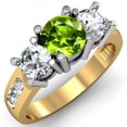 thumbnail image 1 of Dazzlingrock Collection 14K Green Peridot & White Diamond 3 Stone Engagement Ring, Yellow Gold, Size 5, 1 of 1