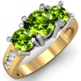thumbnail image 1 of Dazzlingrock Collection 14K Green Peridot & White Diamond 3 Stone Engagement Ring, Yellow Gold, Size 8, 1 of 1