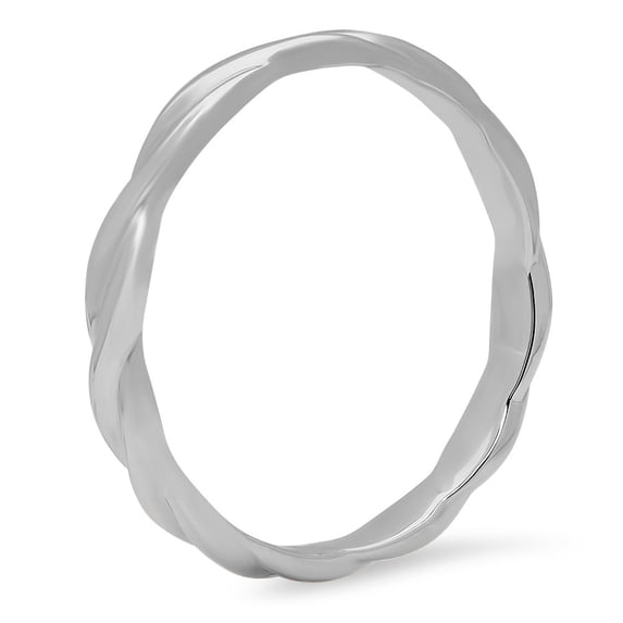 Dazzlingrock Collection 14K Ladies Swirl Anniversary Wedding Band Stackable Ring, White Gold, Size 4