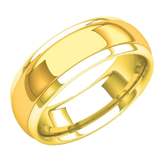 Dazzlingrock Collection 14K Men's 8 MM Flat Fancy Shiny Polished Comfort Fit Low Dome Wedding Band, Yellow Gold, Size 8.5
